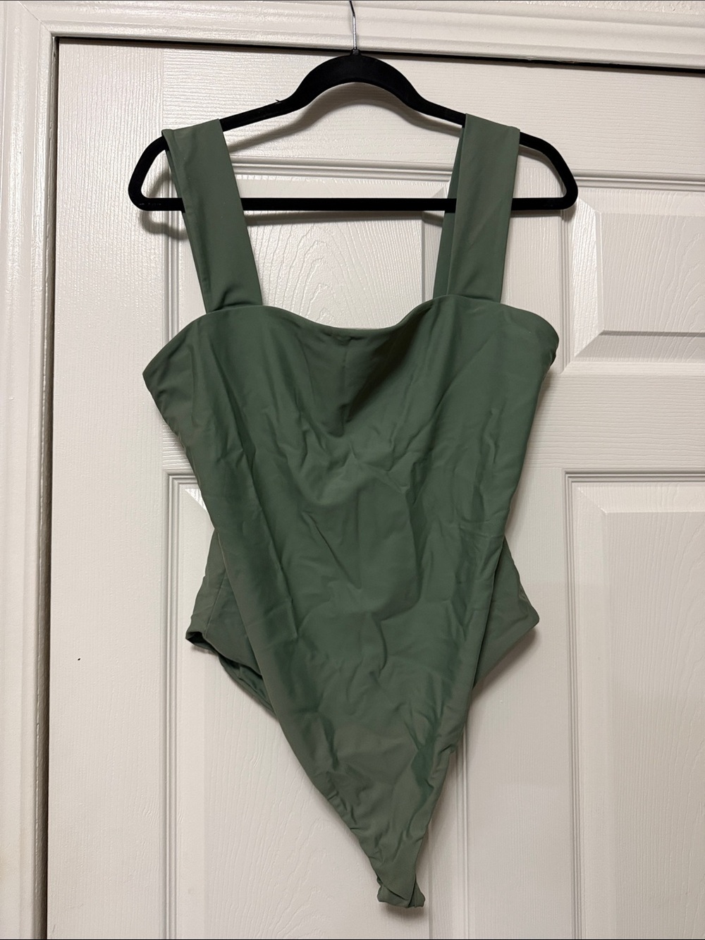 Reformation Olive Green Square-Neck Bodysuit size XL